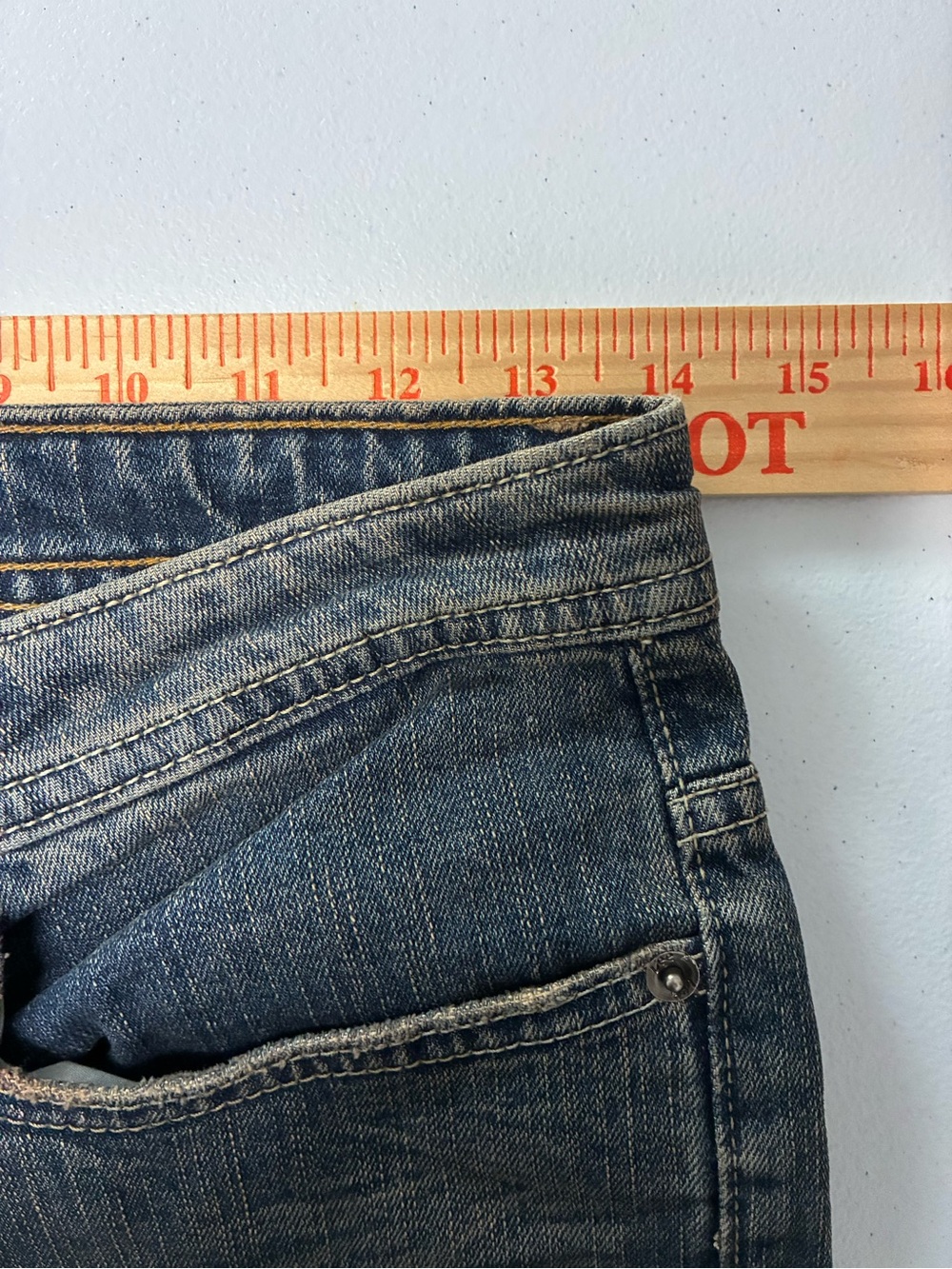 Lee Medium Wash Bootcut Jeans w/vertical slub fade & whiskering Y2K NWT (28x29) - Picture 6 of 8